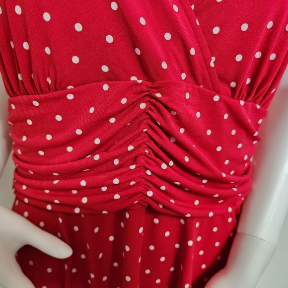 Red R&K polka dot sleeveless dress size 14 - Picture 2 of 11